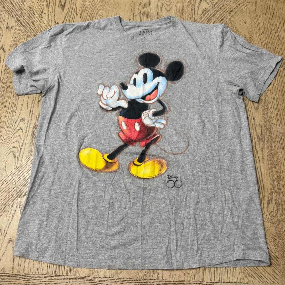 Disney 100 Men's XL Mickey‎ Mouse 100 Years Gray Graphic T-Shirt Adult Tee